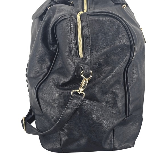 Big Buddha Black Faux Leather Studded XL Duffle Travel Bag EmbelishedY2K - Picture 5 of 13